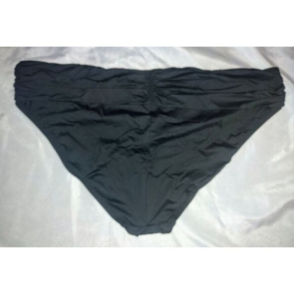 NWT La Blanca Island Goddess Ruched Band Hipster Bottom Size 18W Black Curvy - Picture 2 of 6